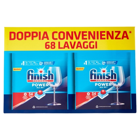 Finish Power All in One regular pastiglie lavastoviglie 34x2 lavaggi 1088 g
